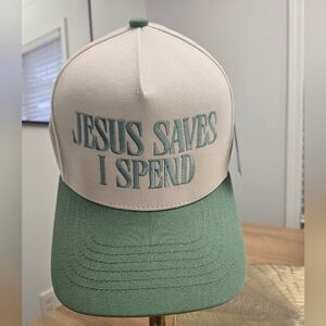 Jesus Saves I Spend Hat EMBROIDERED NWT